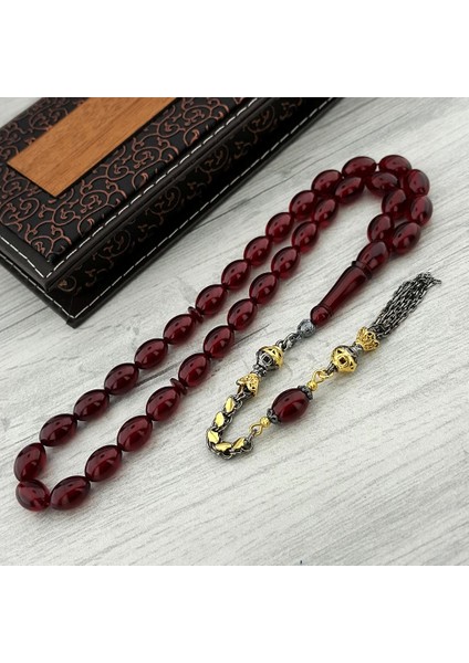 Gümüş Pullu Püsküllü Arpa Kesim Ateş Kehribar Tesbih fiyatları