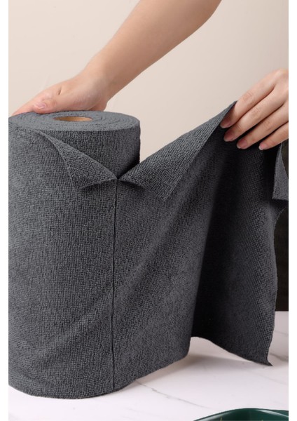 Çok Amaçlı Rulo Mikrofiber Temizlik Bezi 30X30 40 Yapraklı Koyu Gri