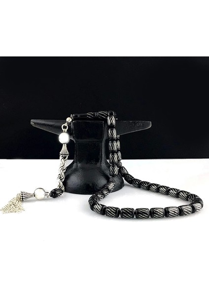 Gümüş Püsküllü Gümüş Işleme Kapsül Ateş Kehribar Tesbih