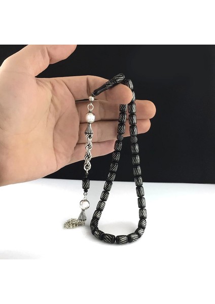 Gümüş Püsküllü Gümüş Işleme Kapsül Ateş Kehribar Tesbih modelleri