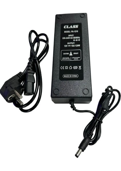 12VOLT 10AMPER 120WATT Plastik Kasa Adaptör 12V 10A 5.5x2.5mm Jak Fişli