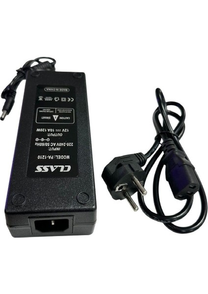 12VOLT 10AMPER 120WATT Plastik Kasa Adaptör 12V 10A 5.5x2.5mm Jak Fişli
