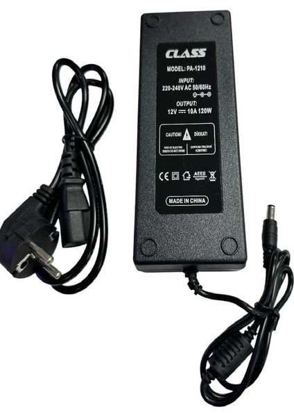 12VOLT 10AMPER 120WATT Plastik Kasa Adaptör 12V 10A 5.5x2.5mm Jak Fişli