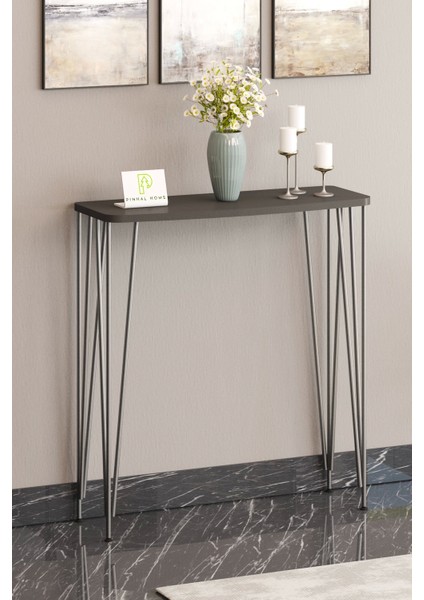 60 cm Antresit Gri Dresuar Kahve Köşesi Konsol Modern Raf Metal Boru Gümüş Ayaklı fiyatları