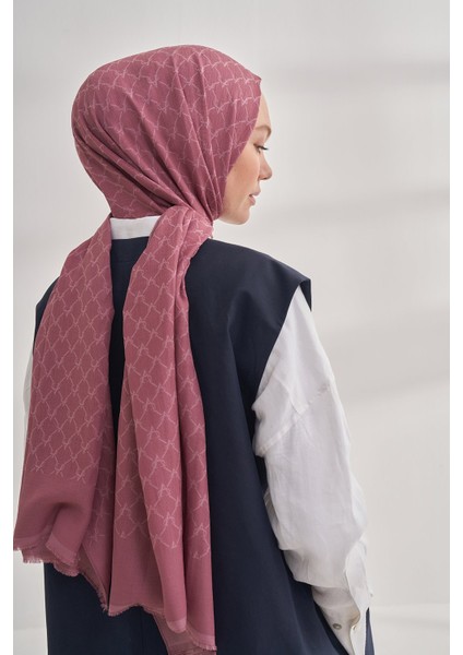 Zincir Desenli Cotton Monogram Şal - Gül Kurusu fiyatları