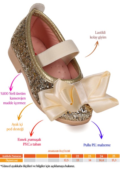 Panı Fiyonk Lastikli Kız Bebek Babet Ayakkabı Altın fiyatları
