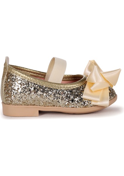 Panı Fiyonk Lastikli Kız Bebek Babet Ayakkabı Altın modelleri