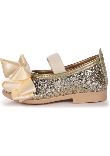 Panı Fiyonk Lastikli Kız Bebek Babet Ayakkabı Altın fırsatları