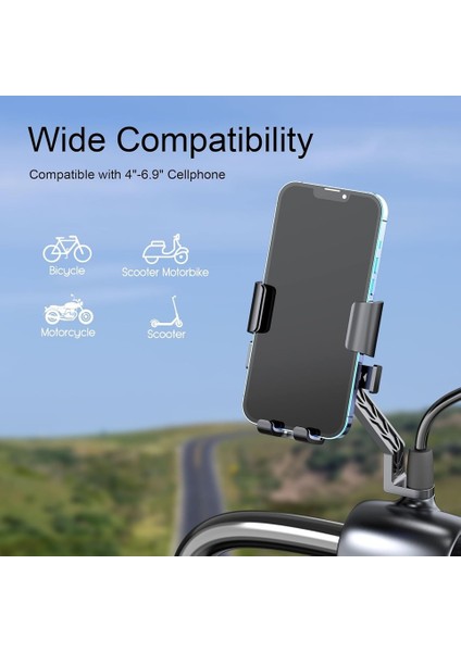 Motosiklet Telefon Tutucu Metal Bağlantı Aparatlı,ayna Bağlantılı,otomatik Kilitlemeli fiyatları