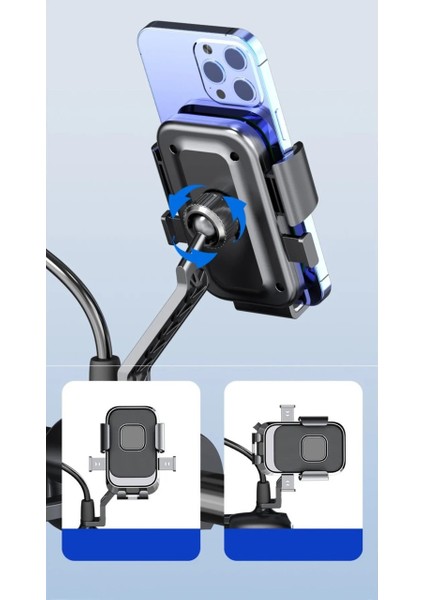 Motosiklet Telefon Tutucu Metal Bağlantı Aparatlı,ayna Bağlantılı,otomatik Kilitlemeli modelleri