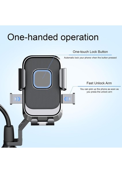 Motosiklet Telefon Tutucu Metal Bağlantı Aparatlı,ayna Bağlantılı,otomatik Kilitlemeli fırsatları