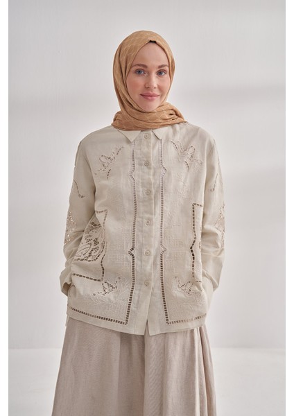 Zincir Desenli Cotton Monogram Şal - Dore modelleri