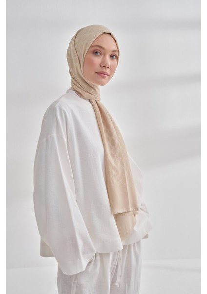 Zincir Desenli Cotton Monogram Şal - Bej fiyatları