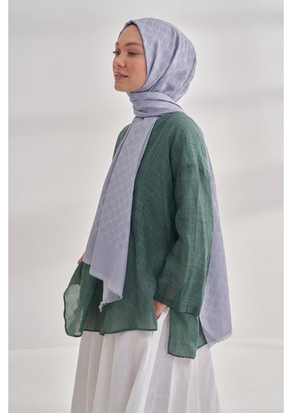 Zincir Desenli Cotton Monogram Şal - Gri modelleri