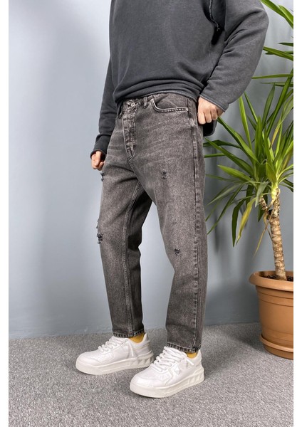 Dar Kesim Boyfriend Gri Renk Kot Pantolon modelleri