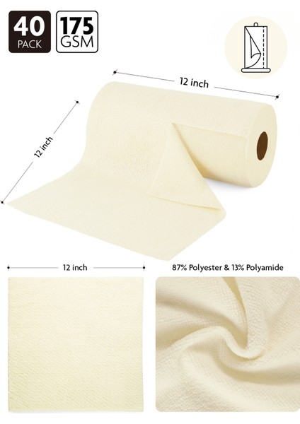 Çok Amaçlı Rulo Mikrofiber Temizlik Bezi 30X30 40 Yapraklı Bej fiyatları