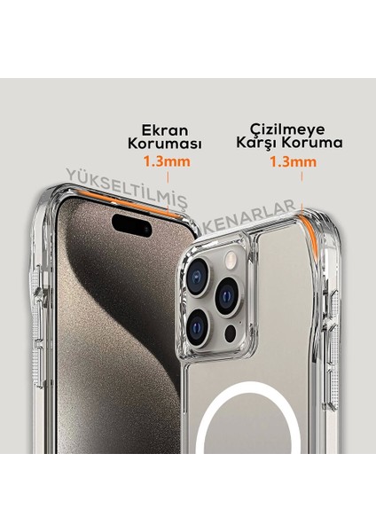 Apple iPhone 15 Pro Max Kapak Magsafe Şarj Sgs Military Sertifikalı Şeffaf Redclick Incek Kapak fırsatları