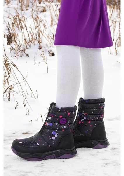 Mars Fermuarlı Kız Çocuk Kar Botu Siyah - Pembe fiyatları