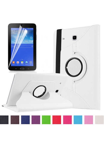 Galaxy Tab 3 Lite 7.0 T110 Uyumlu Dönebilen Standlı Kılıf-Beyaz