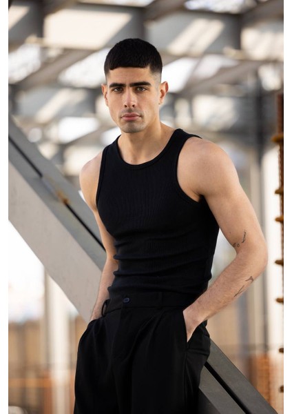 Erkek Halter Yaka Sporcu Likralı Atlet 2 li Paket