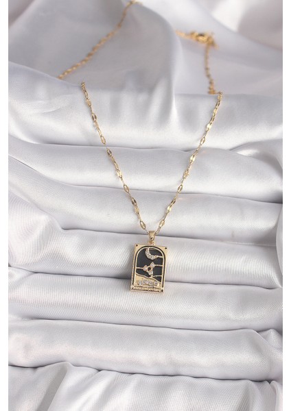 Gold Renk Zirkon Taşlı Ay Figürlü Tarot Model Kadın Kolye - EBJ250118W30747 fiyatları