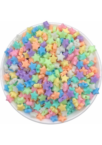 8mm Pastel Karışık Renkli Plastik Yıldız Model Boncuk ,takı Yapım Hobi Boncuğu (25GR,~150 Adet)
