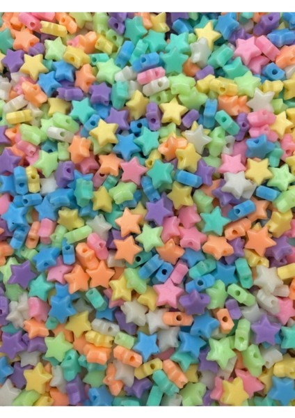 8mm Pastel Karışık Renkli Plastik Yıldız Model Boncuk ,takı Yapım Hobi Boncuğu (25GR,~150 Adet) fiyatları