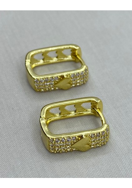 Zirkon Taşlı Gold Renk Kalp Model Küpe modelleri