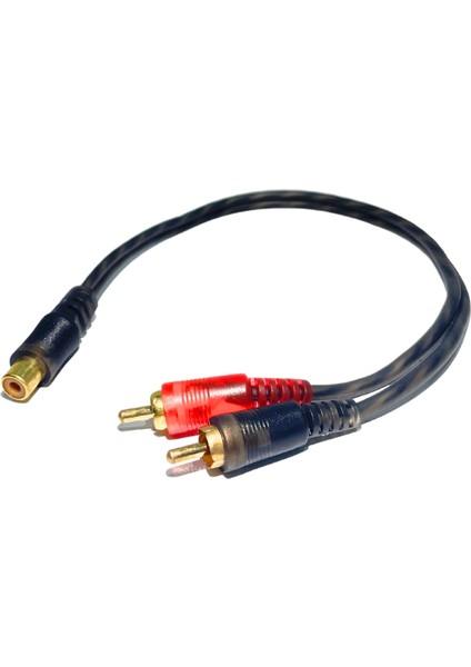 10 Adet Oto Amfi Y Kablo 1 Dişi 2 Erkek Rca Y Kablo Sarı Uçlu Silikonlu