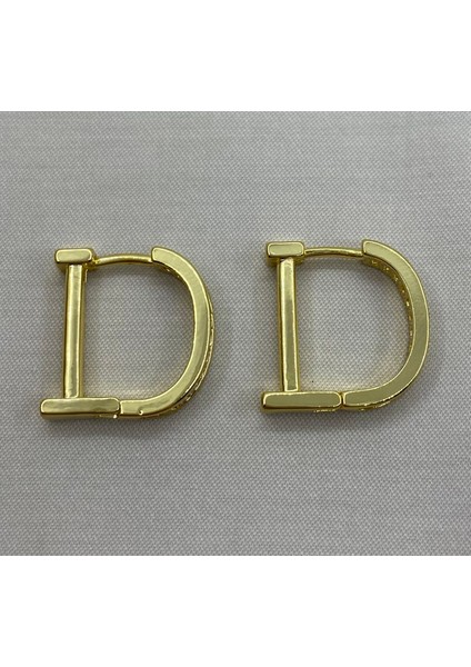 Gold Renk Taşlı D Model Küpe fırsatları