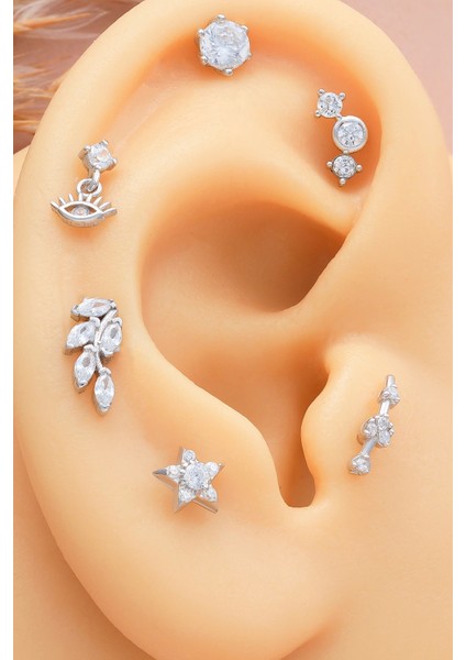 925 Ayar Markiz Taşlı Minimal Tragus Piercing