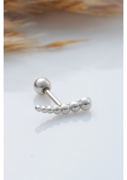 925 Ayar Süzme Yuvarlak Motifli Minimal Tragus Piercing