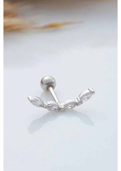 925 Ayar Markiz Taşlı Minimal Tragus Piercing