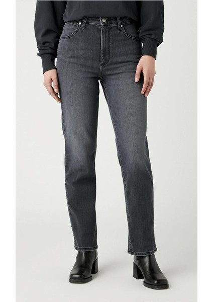 Kadın Yüksek Bel Normal Kesim Boru Paça Üst Kalite Jeans Pantolon