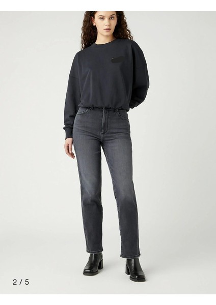 Kadın Yüksek Bel Normal Kesim Boru Paça Üst Kalite Jeans Pantolon fiyatları