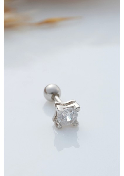 925 Ayar Tek Taş Modeli Minimal Tragus Piercing