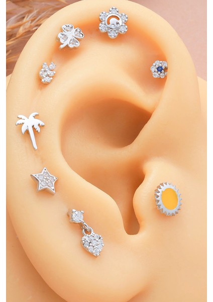 925 Ayar Yıldız Motifli Minimal Tragus Piercing