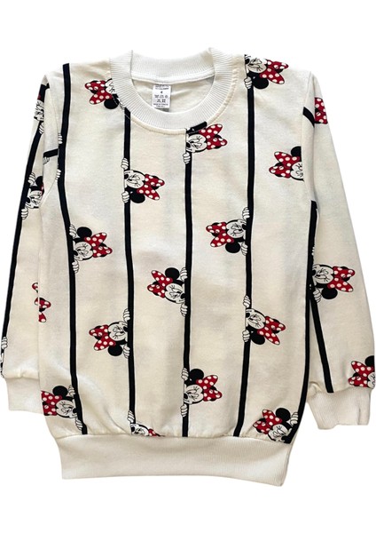 Kız Çocuk Iki Iplik Pamuklu Şardonlu Beyaz Mickey Mouse Desenli Uzun Kollu Kışlık Pijama Takımı fiyatları