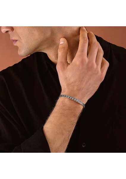 925 Ayar Gümüş Kurukafa Motifli Unisex Kelepçe Bileklik