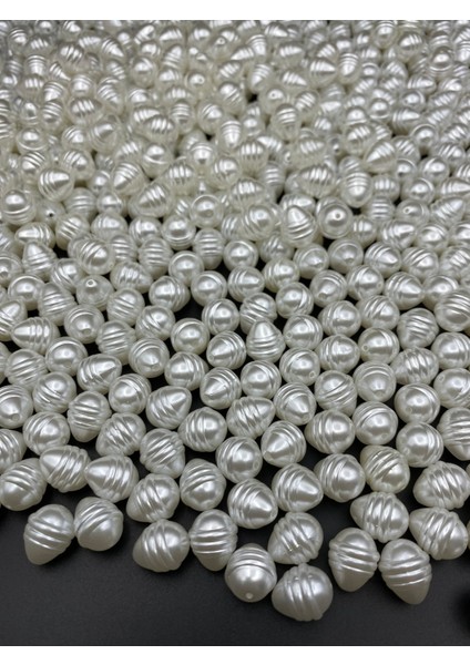 25GR Beyaz Renk 10X14MM Lüks Kaplama Formsuz,şekilsiz Barok Yamuk Plastik Inci Boncuk #12 (~26ADET)