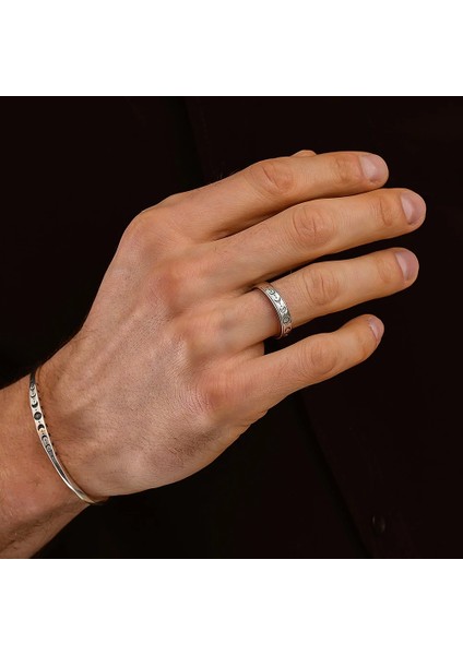 925 Ayar Gümüş Ay Göndüsü Motifli Unısex Kelepçe Bileklik fiyatları