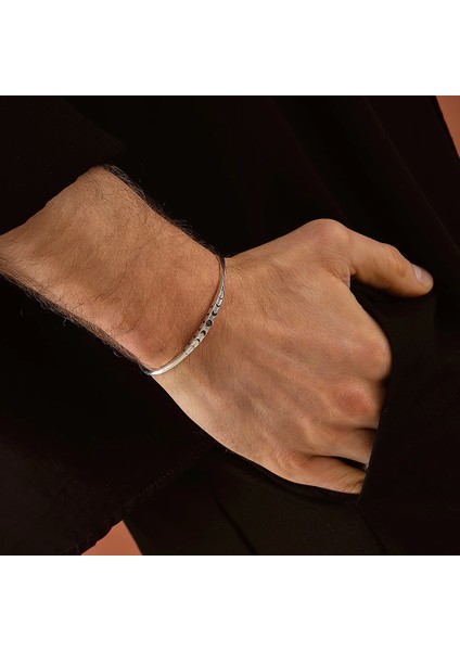 925 Ayar Gümüş Ay Göndüsü Motifli Unısex Kelepçe Bileklik fırsatları