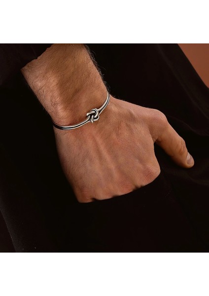 925 Ayar Gümüş Düğüm Model Unısex Kelepçe Bileklik modelleri