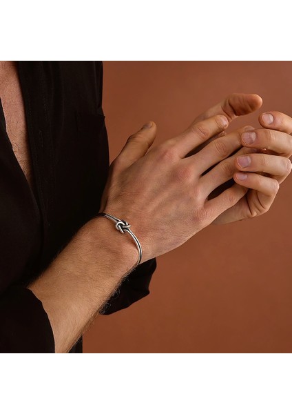 925 Ayar Gümüş Düğüm Model Unısex Kelepçe Bileklik fırsatları