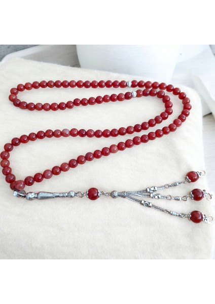 Kırmızı Akik Taşı Tesbih Namaz Tesbihi 99 Lu Namaz Tesbihi Doğal Taş Namaz Tesbihi Zikir Tesbihi Doğal Taş Tesbih fiyatları