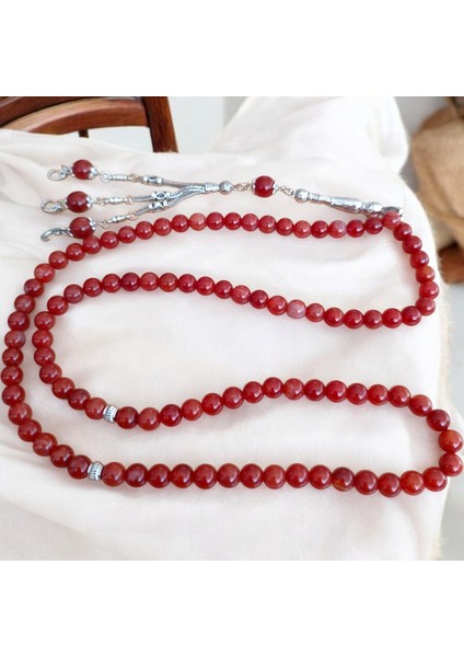 Kırmızı Akik Taşı Tesbih Namaz Tesbihi 99 Lu Namaz Tesbihi Doğal Taş Namaz Tesbihi Zikir Tesbihi Doğal Taş Tesbih modelleri