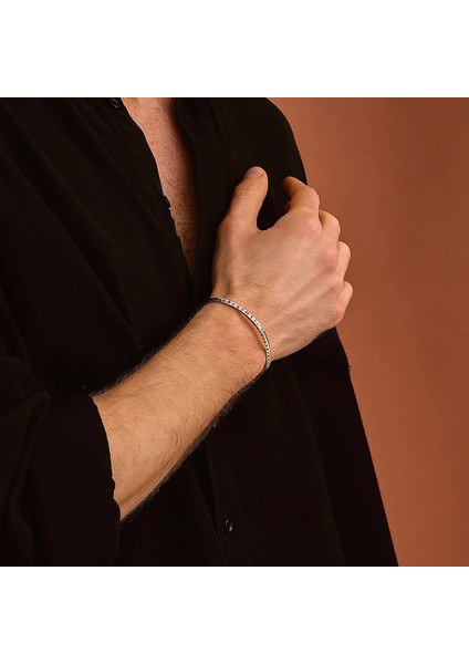 925 Ayar Gümüş Run Alfabeli Unısex Kelepçe Bileklik modelleri