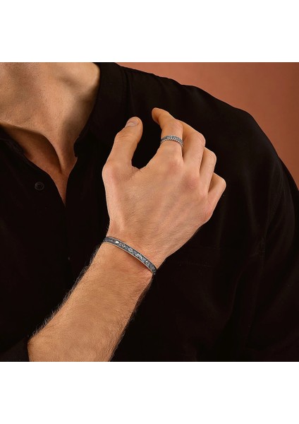 925 Ayar Gümüş Budizm Sembollü Unısex Kelepçe Bileklik modelleri