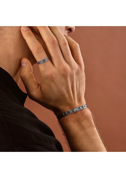 925 Ayar Gümüş Budizm Sembollü Unısex Kelepçe Bileklik fırsatları