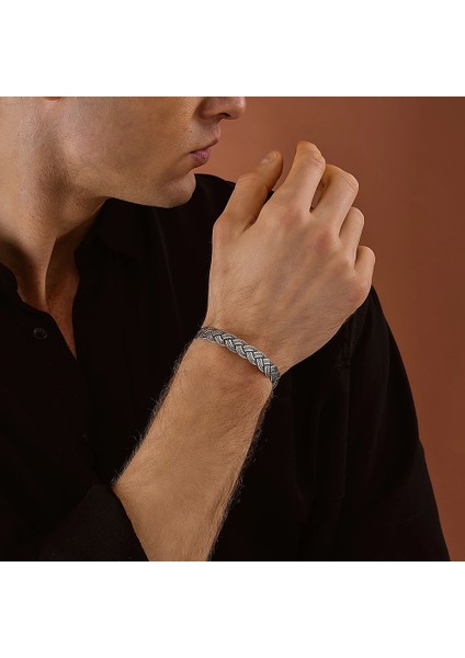 925 Ayar Gümüş Modern Unısex Kelepçe Bileklik